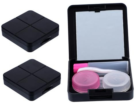 NULYLU Travel Contact Lens Case Set 3pcs Portable Lens Holder Box with Mirror for Women Travel Storage Kit