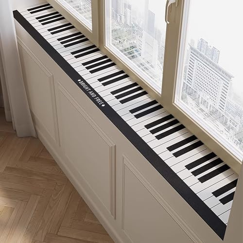 Tappetino per Davanzale Tappetino Decorativo per Davanzale con Motivo a Tastiera di Pianoforte, Cuscino Impermeabile per Finestra a Bovindo(Style A,120x10cm(47x4in))