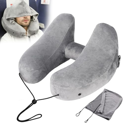 Qullmartle Nackenkissen Aufblasbar,Reisekissen aufblasbar,Comfy Flugzeug nackenkissen,Hohe Qualität Neck Pillow,Einstellbares aufblasbar reisekisse,Atmungsaktiver weicher Bezug
