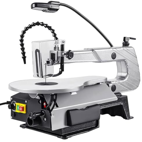 Scie à chantourner professionnelle de 40,6 cm avec coupe du bois multifonctionnelle, table inclinable réglable de 0 à 45°, vitesse variable 400-1600 tr/min et lampe de travail intégrée pour projets de