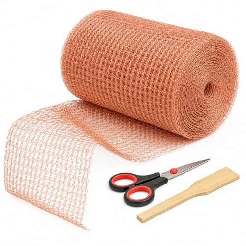 FACIACC Copper Mesh Against Snails 12.7 cm x 12 m, Snail Fence Snail Protection Copper Wire Double Layer Copper Mesh with Scissors and a filling tool for Garden, Snail Repellent, Raised Bed
