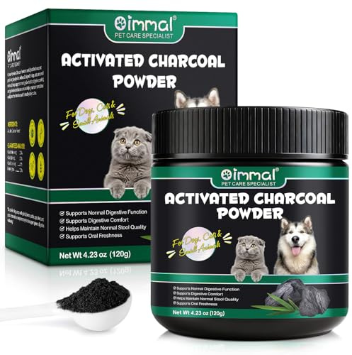Activated Charcoal Powder for Dogs & Cats – Complementary Feed, Supports Digestive Wellness & Oral Freshness, Easy to Mix, Gluten Free, 120g