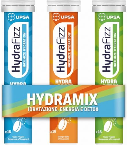 UPSA Hydrafizz Multi Pack - Boost + Detox + Hydra, 48 compresse effervescenti 3 pacchi, elettroliti - massimizza Idratazione ed Energia - Riduce Stanchezza Gonfiore - Contro Crampi e Perdita Liquidi