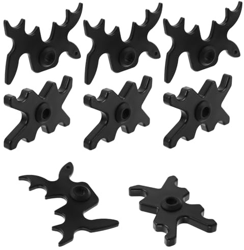 Healeved Cabezas de Puente para Taco de Billar 13 Mm de Plástico Negro, 8 Piezas (4 Cuernos 4 Arañas), Accesorio para Sala de Juegos y Soporte para Tiros Precisos