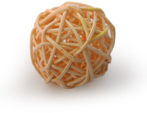 HINTRMENT Juego de 4 Bolas de Paja de Ratán para Pájaros y Loros, Juguetes para Masticar Que Estimulan Mental y Físicamente, Material Sintético