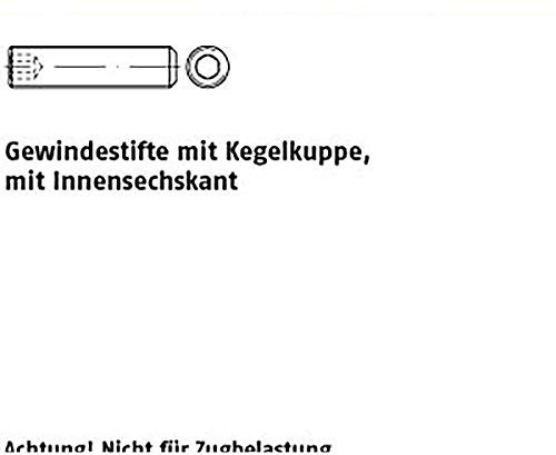 Gewindestifte DIN 913 45 H M 3 x 8 galv. verzinkt gal Zn VE=S 1000 Stück