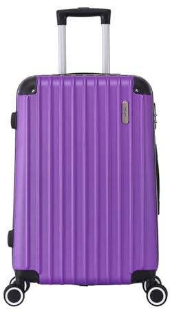Valise Grande Taille Rigide 75cm – Soute Avion – Bagage XL léger ABS – 4 Roues pivotantes 360° – Fermeture zippée – Poignée télescopique – Violet – Collection Corner - TROLLEY ADC