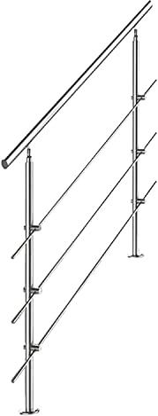 Tubiaz Edelstahl Handlauf Treppengeländer Geländer für Treppen Brüstung Balkon 180CM mit 3 Querstreben Ø 42mm für innen & außen