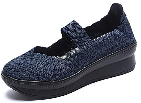 EnllerviiD Damen Wedge Mary Jane Sandalen, 699 Blau, 37.5 EU