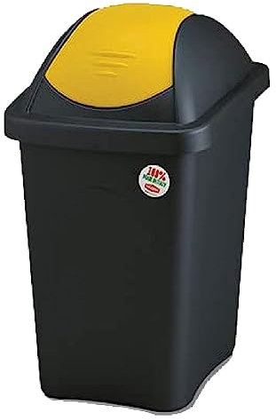 1PEZZO BIDONE IMMONDIZIA 'MULTIPAT' Lt. 30 - cm 29 x 39 x h.50 - nero/giallo