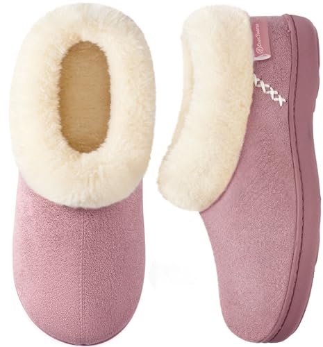 EverFoams Womens Microsuede Slippers Indoor Outdoor Pink,8.5 US