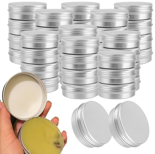 ZOENHOU 40-pack 60 ml 2 oz aluminiumburkar, skruvlock runda tennburkar, små tomma resebehållare, tennförvaringsburkar