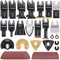 PECHAM 102PCS Oscillating Multi tool Blade, Wood Metal Cutting and Sandpaper Oscillating Tool Accessories with Titanium Quick Tooth Japanese Tooth Multitool Blade Fit More Oscillating Tools