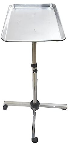 Salong vagnar handvagn surfplatta aluminium frisörvagn bollervagn höjd justerbar stativ bricka på hjul för frisörsalong djurbutiker dentistry silver 103 x 33 x 45 cm