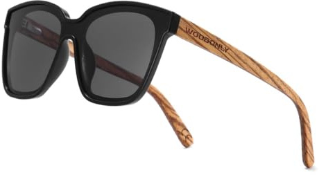 WOODONLY Holz Übergroße Polarisierte Sonnenbrille - UV400 Schutz Modern Shades für Herren und Damen Perfekte Geschenke