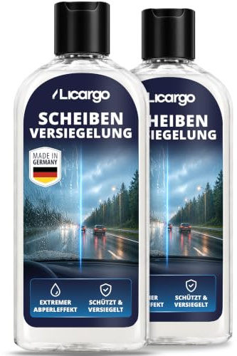 LICARGO® Scheibenversiegelung Auto - extremer Abperleffekt für klare Sicht - Glasversiegelung Auto für wasserabweisende Scheiben - Regenabweiser Autoscheiben mit Lotuseffekt (2x 250ml)
