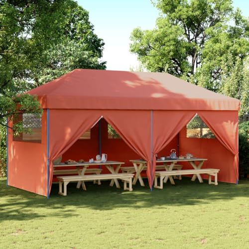 Vikbart festtält pop-up med 4 sidoväggar terrakotta