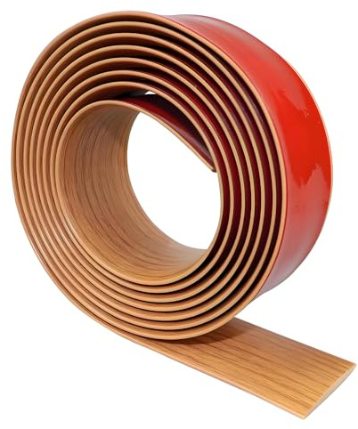 2M Laminate Flooring Threshold Transition Strip, 4CM PVC Floor Divider Strip Transition Strip, Self Adhesive Threshold Strip,Flat Profile Flooring Edge Trim Strip (2M*4cm, Yellow Oak Wood Grain)