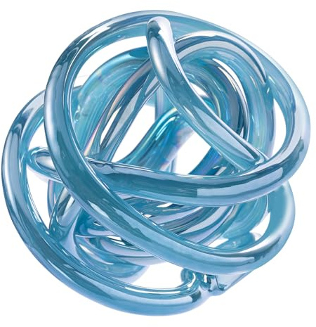 Glasknoten türkis Dekokugel - 13 cm mundgeblasene Skulptur Unendlichkeit Orbit Home Deko Tischdeko Interieur Kunst
