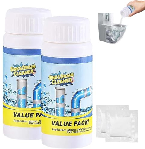 Powerful Sink & Drain Cleaner, Wild Sink and Drain Cleaner, Powerful Sinks Foaming DrainCleaner, Pipe Dredge Deodorant, Wild SinkDrain Unblocker Pipe Cleanser, For Toilet Kitchen Bathroom Shower (2)