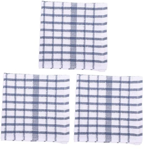 ROMISBABA 3Pcs Waffle Weave Pure Cotton Kitchen Dishcloths Absorbent Tea Towels for Cleaning Oil and Water Stains Household Dish Towels Non-scratch Kitchen Cloths Blue Green Checkered