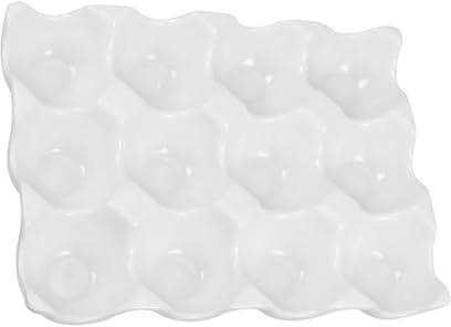 OSALADI Huevera de Cerámica para Refrigerador Bandeja para Huevos 12 Compartimentos Soporte para Almacenamiento de Huevos Recién Colocados Cocina o Nevera Recipiente Durable y