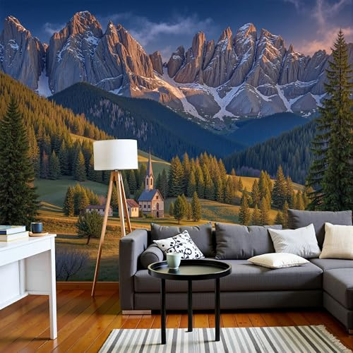 Papel Tapiz Fotográfico 3D Fotografía Paisajes Naturales 250x175cm Mural de Papel Pintado Panorámico Fotografía Paisajes Naturales Decoración Pared para Habitacion, Salón, Oficina, Amarillo Verdoso