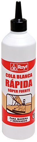 Rayt 038-81 Botellín de cola blanca súper fuerte para madera, papel, cartón, cerámica y todo tipo de materiales porosos, 750gr