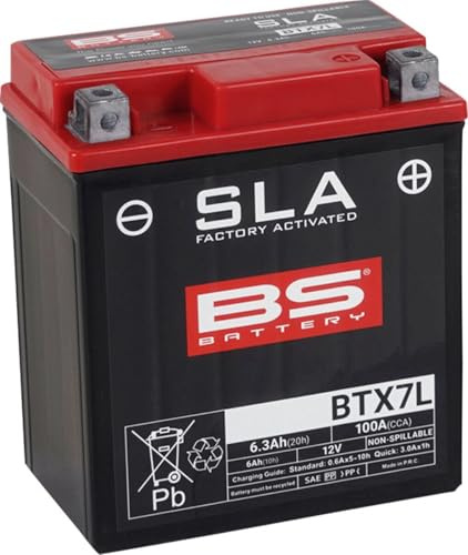 BS Battery 300673 BTX7L AGM SLA Motorrad Batterie, Schwarz