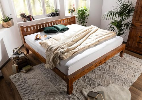 MASSIVMOEBEL24.DE | Oxford Bett 160x200#222 Akazie, Farbe:Hellbraun lackiert