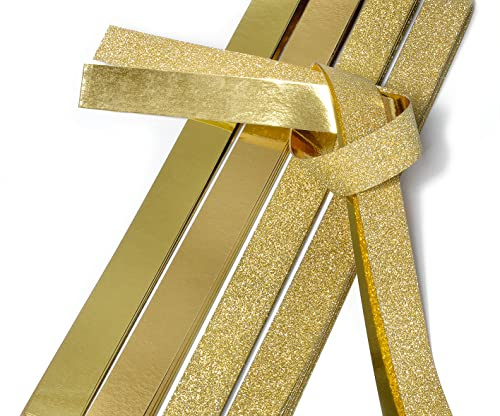 20x Quilling Papier-Streifen Glitter-Gold Faltstreifen