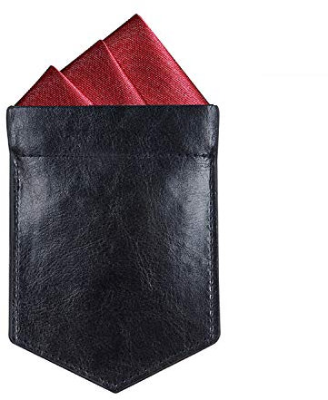 ONLVAN Einstecktuchhalter Leder Einstecktuch Halter für Herren Anzug Taschentuch, Schwarz, Medium