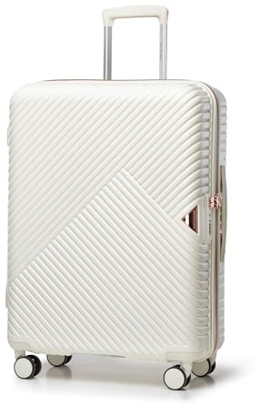 WITTCHEN GL Style Line | Reisekoffer Rollkoffer Trolley Mittlerer Koffer Handgepäck Hartschale aus Polycarbonat mit 4 Zwilling-Rollen Zahlenschloss Teleskopgriff GL Style Größe M Weiß