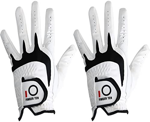 FINGER TEN Golfhandschuhe Herren Linke Rechte Hand Golf Handschuhe Leder Cabretta Handschuh Links orde Rechts Wert 2 Stück (Not Paar), Golfhandschuh Männer Golfer Allwetter Griff (Links XL, 2 Stück)