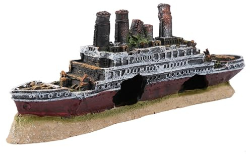 KSTE Titanic Perdido Arruinado Boat, Barco Decoración del Acuario Ornamento Ornamentos Naufragio para Salada Betta Fish y Acuarios de Agua Dulce Decorations