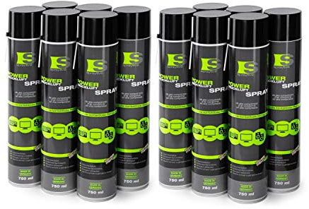 12 x 750 ml Spray de aire comprimido / limpiador de aire comprimido con 100 mm de extensión de pulverización – Juego de limpieza de PC para la limpieza de teclado, ordenador, cámara – Air Duster