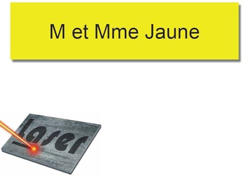 Placa grabada para nombre buzón autoadhesivo, 99 x 24 mm, personalizada, 1 a 3 líneas, color amarillo