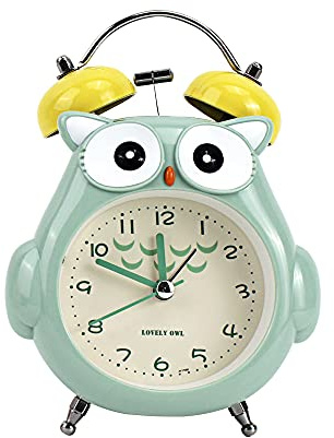 Aisi Kids Alarm Clock Cute Cartoon Owl Loud Bell Alarm Clock Non-Ticking Desk Clock with Night Light