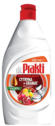 dr.Prakti Liquide Vaisselle Mains Citron + Grenade, n'irrite pas la peau, concentré et efficace, 650 ml