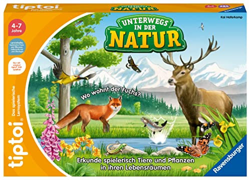 Ravensburger tiptoi Spiel 00121 - Unterwegs in der Natur - Heimische Natur und Tiere entdecken, Lernspiel für Kinder ab 4 Jahren, für 1-4 Spieler