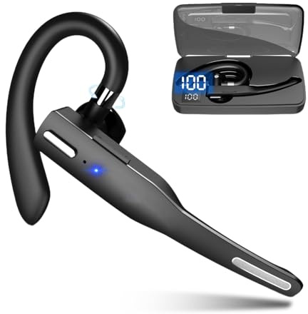 Bluetooth-öronsnäcka, Trådlös Handsfree Hörlurar med Mikrofon, Bluetooth 5.1, Roterbar Enkelörons Hörlur för Körning Affärskontor, Enknappsstyrning