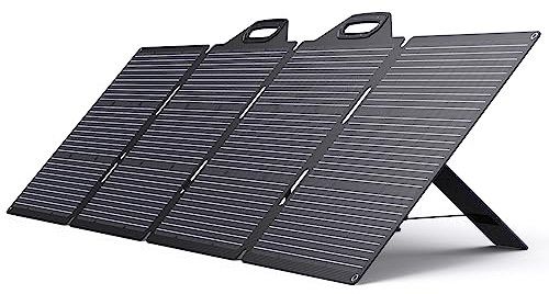 BigBlue SOLARPOW200 ETFE Cargador de Panel Solar 200W con Conector para Estación de Energía, Panel Solar Portátil con Soporte, Impermeable IP68, Diseño Plegable para Exteriores Acampar RV Batería