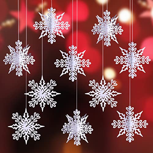 MELLIEX 20 Stück Weihnachtsdeko Schneeflocken, Weiße 3D Christbaumschmuck Anhänger für Weihnachtsbaum und Party Decoration