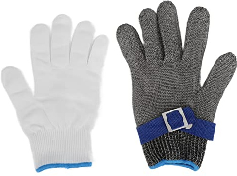 Leapiture Guanti resistenti al taglio di grado 9 Guanto in filo di maglia di acciaio inossidabile Guanti da lavoro per macellaio di sicurezza con guscio per lavori di giar XL