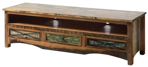 MASSIVMOEBEL24.DE TV-Board Altholz 170x50x50 Mehrfarbig lackiert Nature of Spirit #134, Farbe:Mehrfarbig lackiert, Größe:170x50x50 cm (BxTxH)