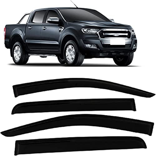 HOWENG 4 pcs Auto Windabweiser für Ford Ranger Wildtrak T6 T7 T8 2012-2018 2019 2020 2021 Fenster Regenschutz Deflector Stick-On Sonnenschutz Visiere Zubehör