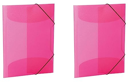 HERMA 19505 Sammelmappe A4 Transluzent Pink Rosa, Kinder Eckspanner-Mappe aus Kunststoff mit Innenklappen und Gummizug, stabile Einschlagmappe aus Plastik für Jungen und Mädchen (Packung mit 2)