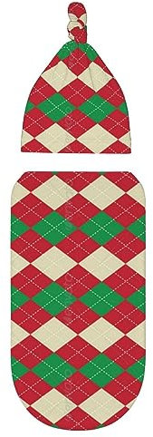 Oudrspo Rot und Grün Kariertes Baby-Pucktuch, verstellbares Wickelset, Größe S/Medium, 0–6 Monate, Neugeborene, Pucktücher