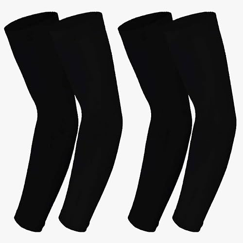 2XK-NOV 2 Paar Unisize Hochwertige Rutschfeste Kompressions Armstulpen für Männer und Frauen, UPF50+, Gaming Arm Sleeves, Volleyball Armschoner (Schwarz)