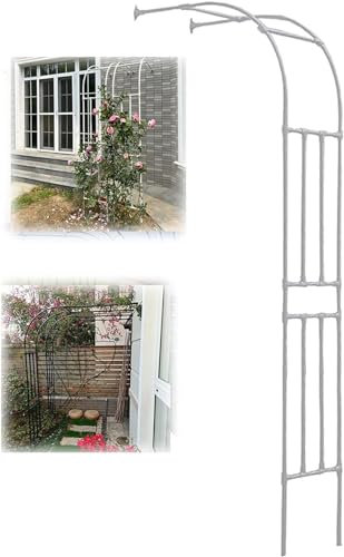 Halber Gartenbogen, Rosenbogen Aus Metall Für Kletterpflanzen, Halbbogen, Breite 120 cm, 150 cm, 180 cm, Wetterfestes Torbogen Rankhilfe Rankgitter, Einfache Montage,Weiß,220 * 240cm